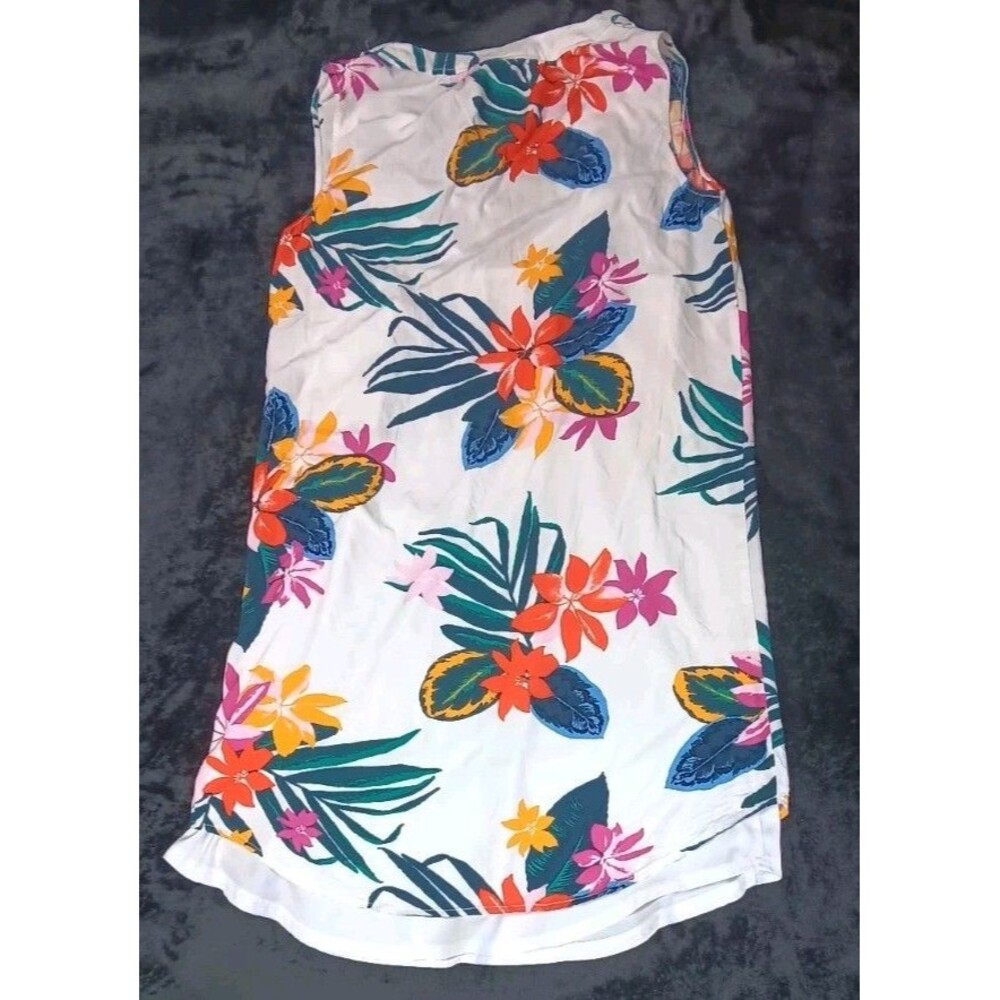 Old Navy Sleeveless Lined Shift Dress S White Tropical Boho Beach Cruise Resort - Picture 10 of 10
